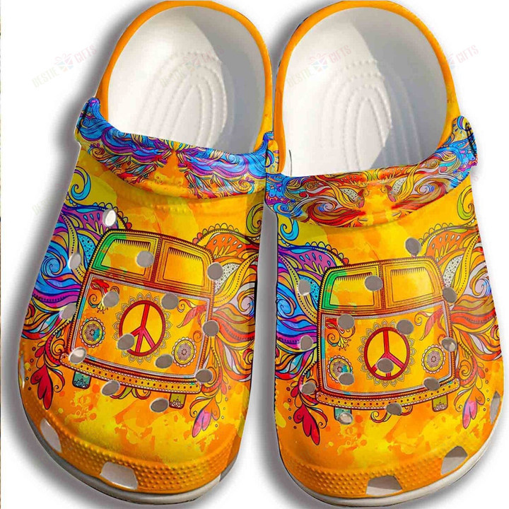 Yellow Car Hippie Crocs Classic Clogs Shoes