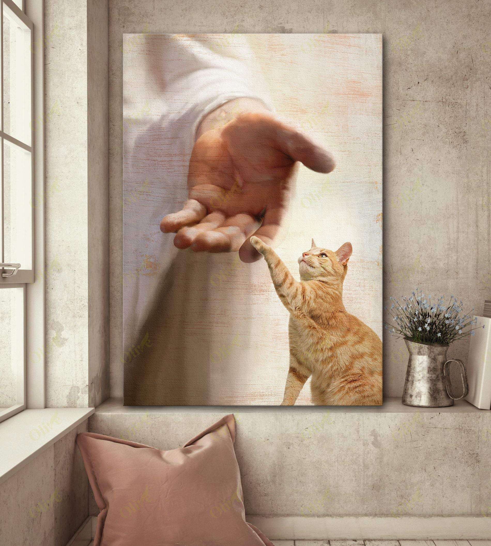 Yellow Cat - Take My Hand Poster And Canvas Art Wall Decor