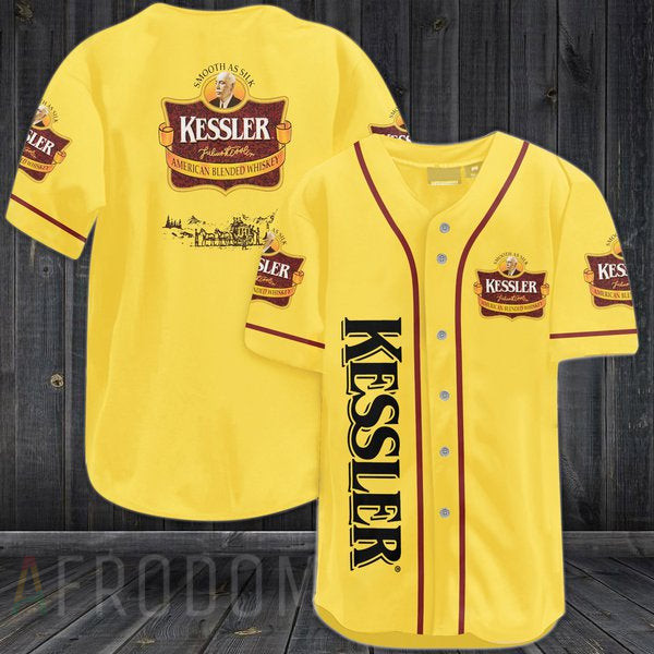 Yellow Kessler Whiskey Baseball Jersey, Unisex Jersey Shirt for Men Women