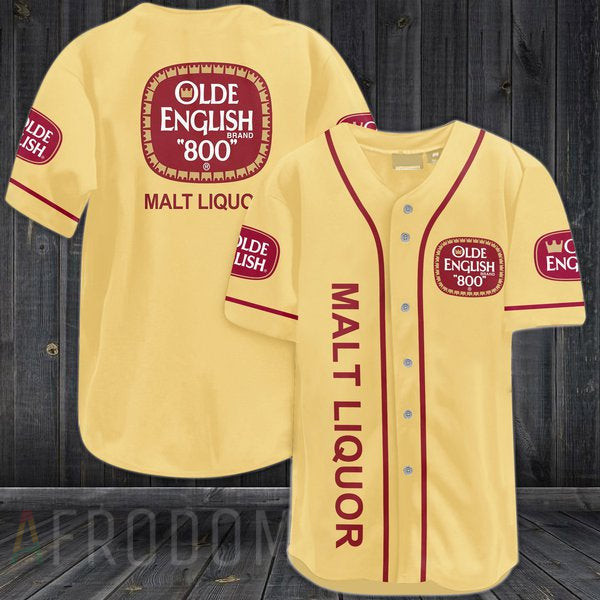 Yellow Olde English 800 Beer Baseball Jersey