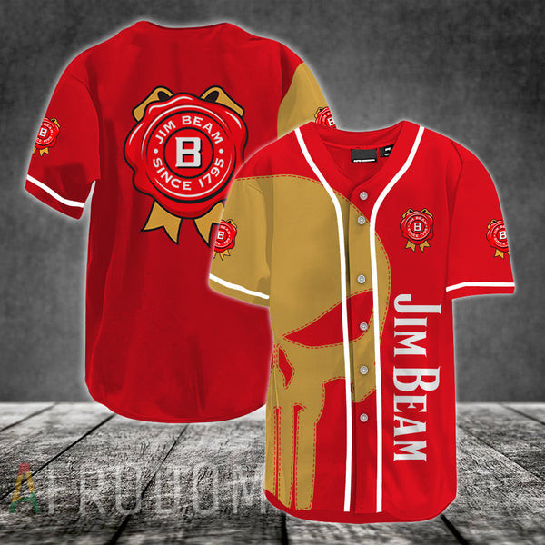 Yellow Skull Jim Beam Baseball Jersey