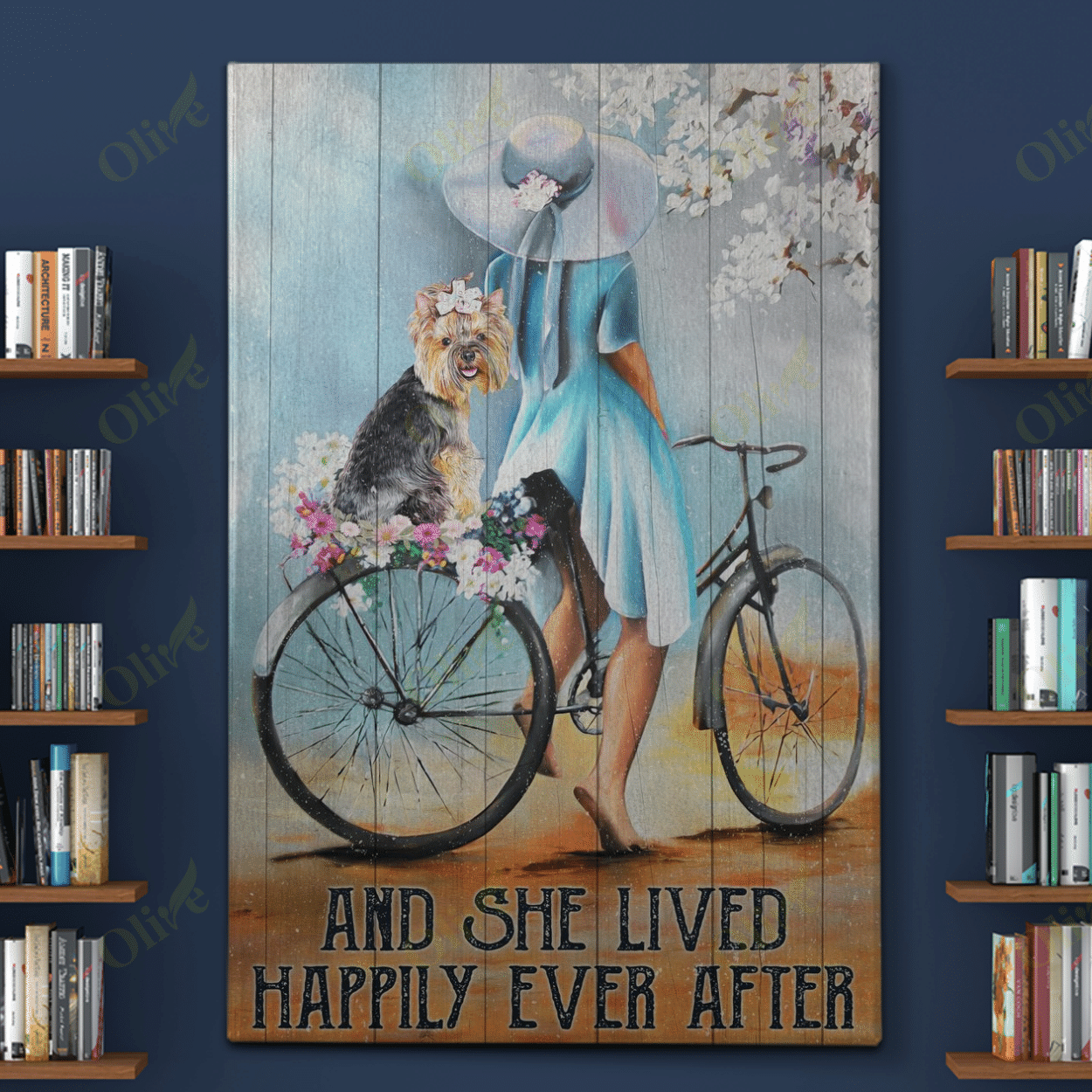 Yorkshire - And She Lived Happily With Her Dog Poster And Canvas Art Wall Decor