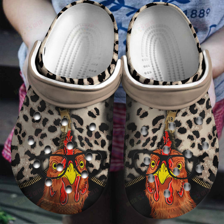 Zipper Leopard For Chicken Lovers Crocs Classic Clogs Shoes